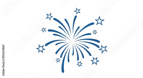 Blue Firework with Star Explosion.