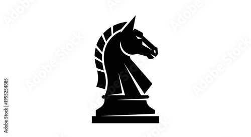 Black chess knight silhouette on white background graphic design