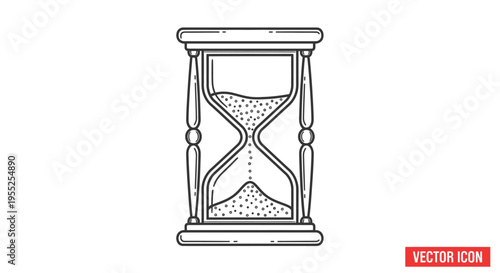 Black and white hourglass icon showing passing time