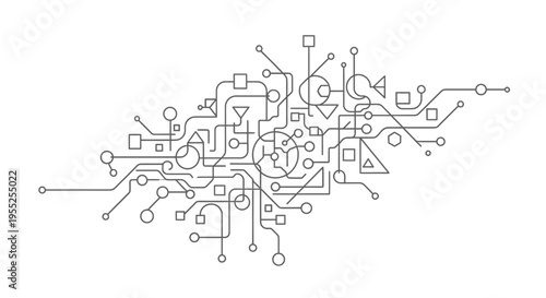 Abstract technological network lines with geometric shapes pattern