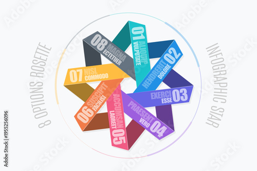 Circular diagram template with 8 options, infographic vector illustration.