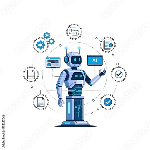 Flat Vector Illustration of Ai Robot for Technology Concept