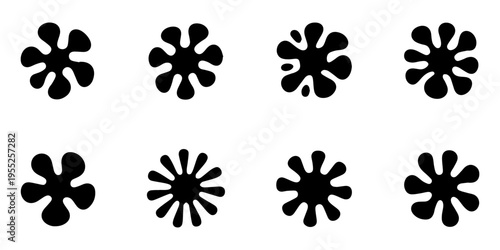 Organic amoeba blob shape abstract black silhouette Various  icon set vector, Black vector organic fluid amoeba blob elements set. Irregular pebble stone shapes background. Various quirky free form