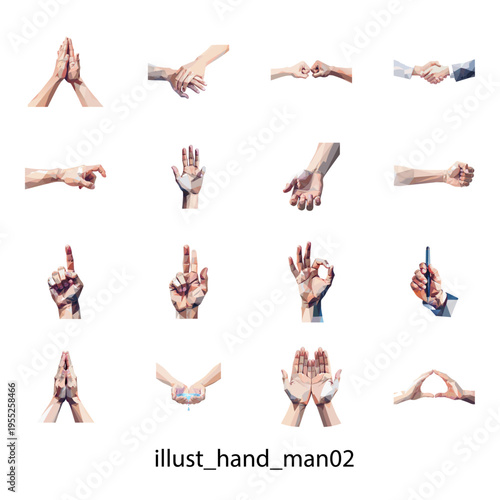 男性の手のポーズ02_イラスト素材