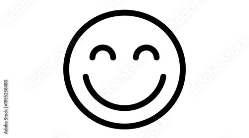 Happy Smiling Emoticon Expressing Contentment and Pleasure on Isolated White Background