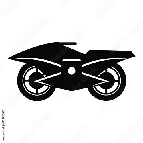  Futuristic Hover Motorcycle Silhouette SciFi Vector White Background