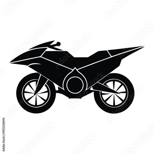  Futuristic Hover Motorcycle Silhouette SciFi Vector White Background