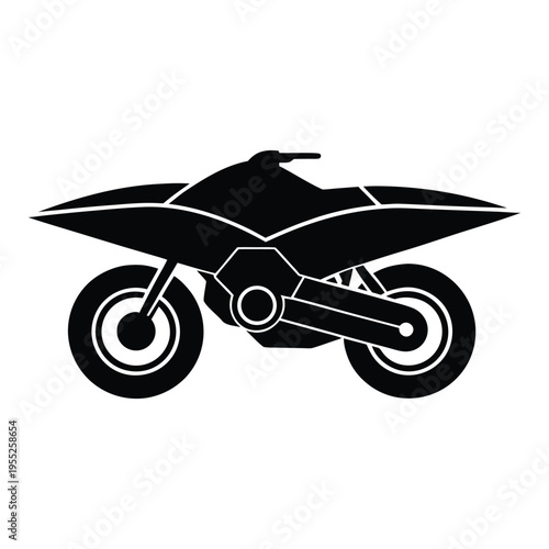  Futuristic Hover Motorcycle Silhouette SciFi Vector White Background