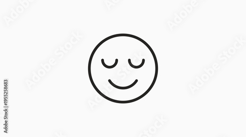 Peaceful Sleeping Emoji Face with Closed Eyes and Gentle Smile on Isolated White Background