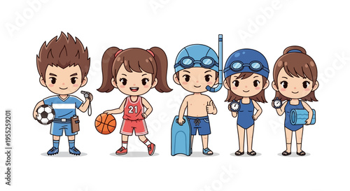 Children in sports clothing.