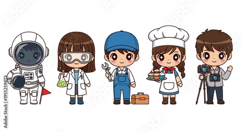 Cartoon people in professions.