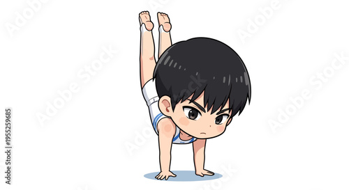 Cartoon Girl Doing Yoga Pose.