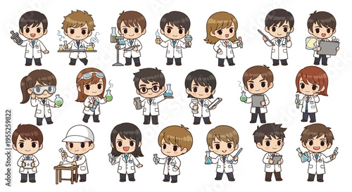 Cartoon Scientists in Lab Coats.
