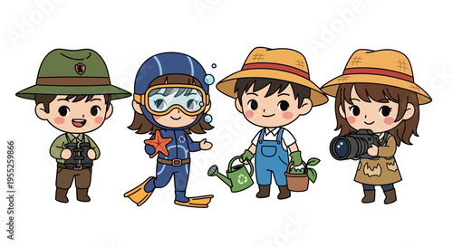 Four Cartoon Characters Occupations.