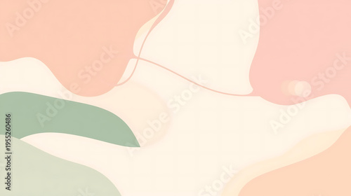 Abstract art piece featuring swirling shapes in pastel hues on canvas