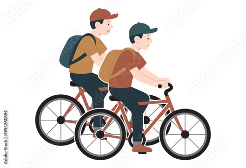 Bicycle Side By Side Riding Warning Illustration For Traffic Rule Awareness And Cycling Law Violation Notice