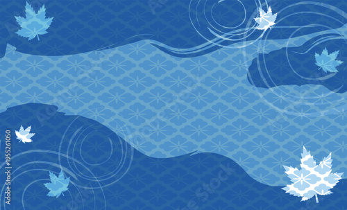 夏の爽やか和風背景透明感のある水と波紋のイラスト