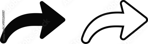 Black and white arrows pointing right, direction symbol isolated on transparent background, Vector