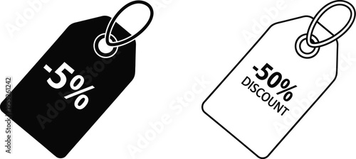 Discount tags 50 percent off isolated on transparent background, Vector