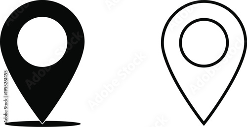 Map pin icons isolated on transparent background, Vector