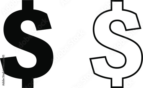 Tableau sur toile Dollar sign symbols isolated on transparent background, Vector