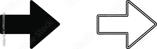 Arrows pointing right, black and white, direction icons isolated on transparent background, Vector