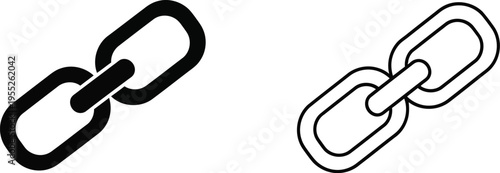 Chain links black and white isolated on transparent background, Vector