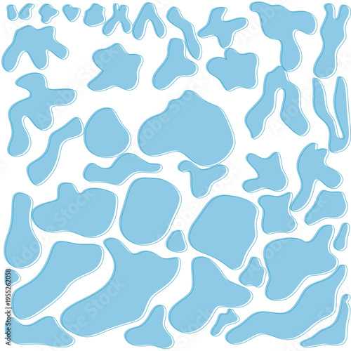 Abstract blue organic blob shapes create modern fluid design elements