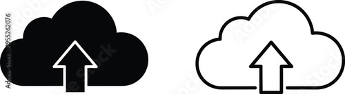 Cloud upload icons isolated on transparent background, Vector