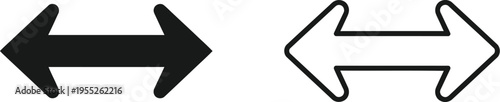 Black and white arrows pointing in opposite directions isolated on transparent background, Vector