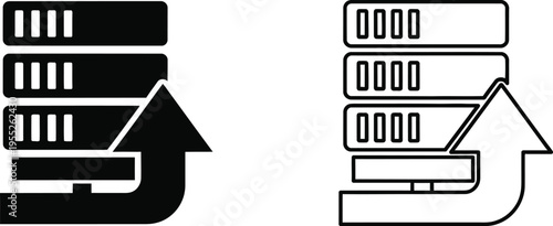 Data transfer and storage icons isolated on transparent background, Vector