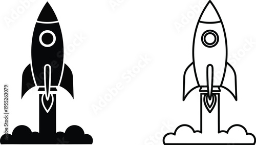 Rocket launch illustration isolated on transparent background, Vector