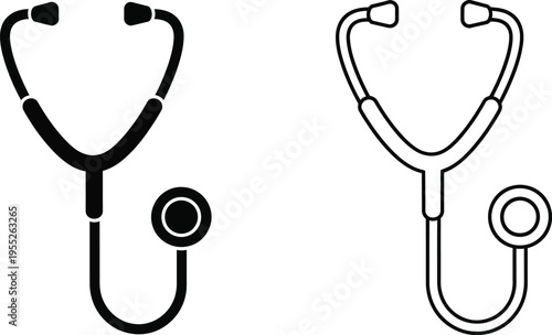 Stethoscope medical icon set isolated on transparent background, Vector