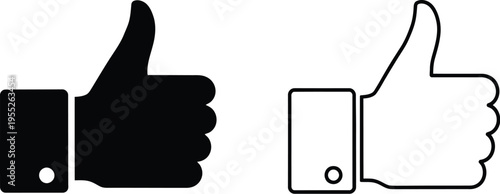 Thumbs up icon set isolated on transparent background, Vector