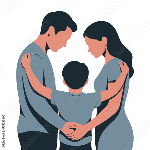 A heart-warming depiction of family bonding with gentle embraces.