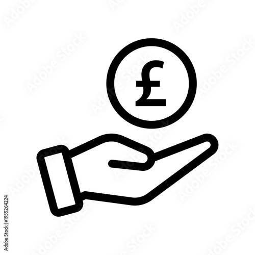 Pound coin in hand icon