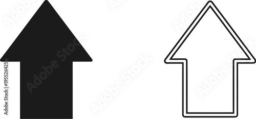 Upward arrows icons isolated on transparent background, Vector