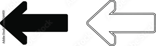 Black and white arrows pointing left and right isolated on transparent background, Vector