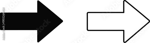 Black and white arrows pointing right, opposite directions isolated on transparent background, Vector