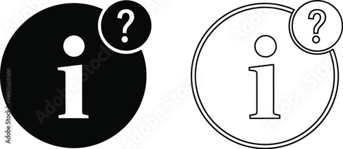 Information icons with question marks isolated on transparent background, Vector
