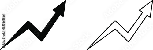 Upward trending arrows growth success isolated on transparent background, Vector