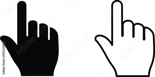 Hand icons pointing up finger gesture isolated on transparent background, Vector