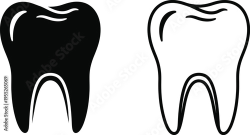 Healthy vs unhealthy tooth comparison isolated on transparent background, Vector