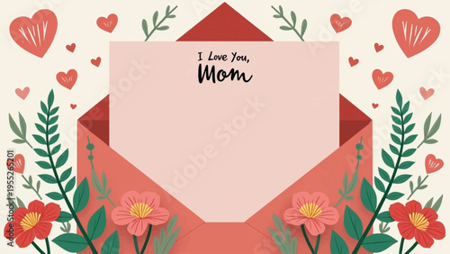 Set of 1 Mother's Day greeting card vector