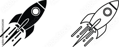 Rocket launch illustration isolated on transparent background, Vector