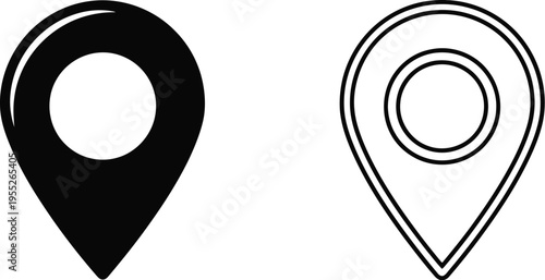 Map pin icons isolated on transparent background, Vector