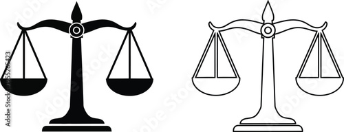 Scales of justice balance equality isolated on transparent background, Vector