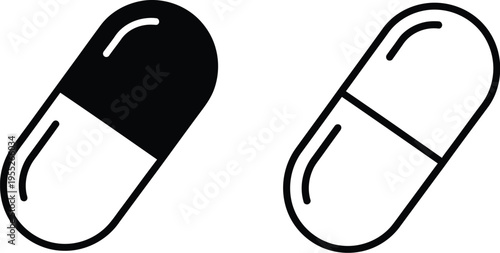 Pill capsules vector illustration isolated on transparent background, Vector