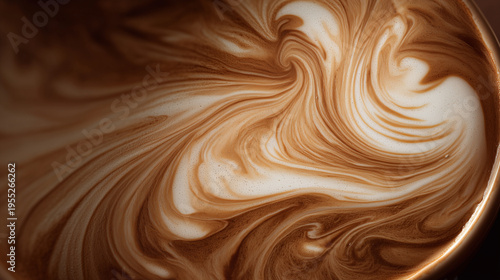 クリーミーなラテアートのクローズアップ / Close-Up of Creamy Latte Art Texture