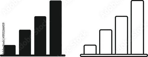 Black and white bar chart comparison isolated on transparent background, Vector
